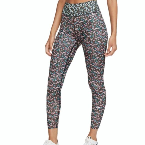 Nike Leggings Size Medium One 7/8 Femme Floral Tights High Rise - Picture 1 of 11